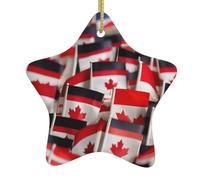 Small Canadian Flags Print Ceramic Christmas Tree Decorations Indoor for Home, House Decor, Gift Ideas for Family