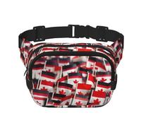 small canadian flags print Fanny Pack Purse with Adjustable Strap Square Double Layer Waist Bag Belt Unisex Everywhere