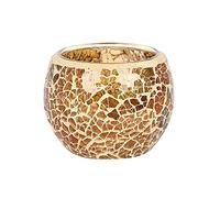 Small Candle Holder | Iridescent Crackle | 1 Piece | Brown | 8 cm x 8 cm x 7 cm