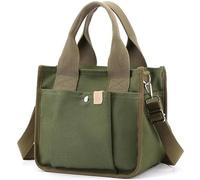 Small Canvas Tote Bag with Zipper, 2023 Canvas Multi-Pocket Crossbody Bag Purse Top Handle Satchel Handbags, Large Green, L, Canvas