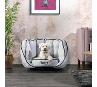 Bunty 'Oyster' Dog Bed Small - Open Face Dog Sofa Bed - Calming, Bolstering High Sides, Thick Cushioning, Warm Luxurious Stuffing - Washable - Small, Cream or Light Grey
