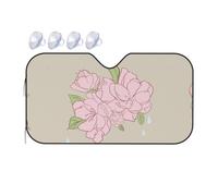 Small Car Front Window Sun Shade - Heat Insulation Foldable/Divided Peach Blossoms Print Windshield Covers, for Auto Truck SUV