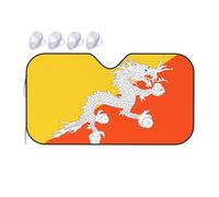 Small Car Front Window Sun Shade - Heat Insulation Foldable/Flag of The Kingdom of Bhutan Print Windshield Covers, for Auto Truck SUV