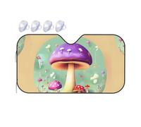 Small Car Front Window Sun Shade - Heat Insulation Foldable/Purple Dream Mushroom Print Windshield Covers, for Auto Truck SUV