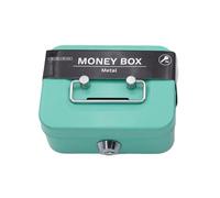 Small Cash Box with Key, Metal Cash Box, Mini Safe Money Bank, Coin Bank Made of Metal Safety Box, Sturdy Portable, for Children and Adults, Collecting Coins