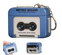 Small Cassette Tape Keychain, ABS Portable Miniature Cassettes Player, 5.5x2.2x4.1cm Recordable Retro Mini Cassette Tape Player Keychain for Car Keys Mobile Phones Backpacks Bags (Blue)