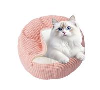 Small Cat Bed,Pet Round Warm Cave with Blanket - Indoor Warm Sleeping Nest | for Dogs, Cats, Bunnies, Small Animals, Winter, Christmas, Bedroom, Living Room, Balcony