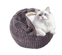 Small Cat Bed Round Plush Cave with Blanket