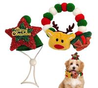Small Cat Collar Christmas Elastic Reindeer Soft with Hat | Cat Puppy Decor Collar for Home Festival Family Fun Celebration Holiday Adoration Decoration Joy