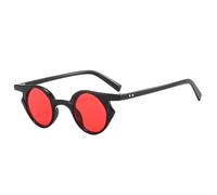 Small Cat Eye Sunglasses Women Clear Ocean Lens UV400 Men Punk Round Rivets For Outdoor Sports Running Riding,Black red