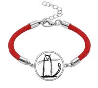 Small Cat SLE Sit Black Line Lucky Red String Bracelet Rope Bracelet Handmade