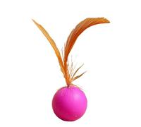 Small Cat Toy with Rubber Ball, Cat Toy with Feathered Ball, Cat Teething Ball, Bite Resistant, Elastic Roundering Ball Made of Solid Rubber, D