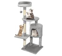 Small Cat Tree, 112cm Play Towers & Trees for Cats, Climbing Tower with Scratching Posts/Condo/Pompom, Kitten Indoor Activity Centre for Small/Medium Cats