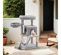 Small Cat Tree, Cat Tower with Widened Perch for Large Cats Indoor, Kittens, Light Grey