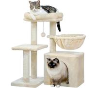 Small Cat Tree, Multi-level Cat Tower With Sisal-covered Scratching Post, Cozy Condo And Top Perch For Indoor Cats, Applicable To Summer, Beige Beige