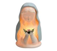 Small Catholic Table Lamp-Blessed Mother Mary Night Light, virgin Mary Catholic Table Lamp,Blessed Mother In Blue Veil Holding A Pink Rose | Emits Soothing Warm Light | Warm Lighting Figure Crafts Cat