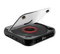 Small CD Player, Portable CD Player with LED Display Screen & simple buttons, Supports Bluetooth 5.0 and WAV/WMV/MP3, 2000mAh Rechargeable Battery, Music Players for Travel, Home, Car black