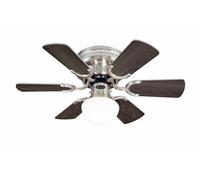 Small Ceiling fan Light with Pull Cords Mini Fan with Luminaire Petite Nickel