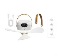 Small Ceiling Fan with Remote Control and Night Light, USB Powered Portable Fan for Dormitory Bedroom Office, Compact Design with Adjustable Settings, White(Charging)