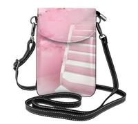 Small Cell Phone Purse 7.6x4.9in DLXW Cherry blossom white staircase Printed Fashionable, Practical, and Multifunctional for Walking, Camping, Shopping, Travel