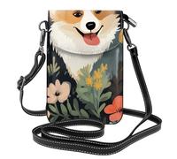 Small Cell Phone Purse 7.6x4.9in HYTTER corgi floral flowers spring garden Prints Fashionable, Practical, and Multifunctional for Walking, Camping, Shopping, Travel