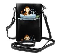 Small Cell Phone Purse 7.6x4.9in HYTTER Little monkey taking a bath Prints Fashionable, Practical, and Multifunctional for Walking, Camping, Shopping, Travel
