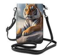 Small Cell Phone Purse 7.6x4.9in HYTTER Majestic Tiger Resting on a Rock with Cloudy Sky Prints Fashionable, Practical, and Multifunctional for Walking, Camping, Shopping, Travel
