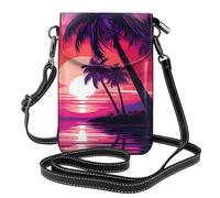 Small Cell Phone Purse 7.6x4.9in HYTTER Palm Tree Purple Sunset Prints Fashionable, Practical, and Multifunctional for Walking, Camping, Shopping, Travel
