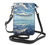 Small Cell Phone Purse 7.6x4.9in HYTTER White clouds over the sea Prints Fashionable, Practical, and Multifunctional for Walking, Camping, Shopping, Travel