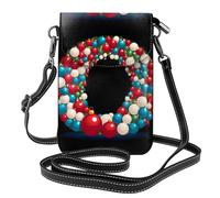 Small Cell Phone Purse 7.6x4.9in MSRHIUEF Christmas Ball Tunnel Printed Fashionable, Practical, Multifunctional Leather Crossbody Flap Phone Case for Women