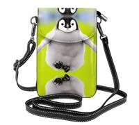 Small Cell Phone Purse 7.6x4.9in MSRHIUEF Chubby Penguin Printed Fashionable, Practical, Multifunctional Leather Crossbody Flap Phone Case for Women