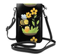 Small Cell Phone Purse 7.6x4.9in MSRHIUEF Cute little bee collecting honey Printed Fashionable, Practical, Multifunctional Leather Crossbody Flap Phone Case for Women