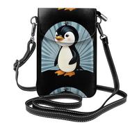 Small Cell Phone Purse 7.6x4.9in MSRHIUEF Cute little penguin on the mural Printed Fashionable, Practical, Multifunctional Leather Crossbody Flap Phone Case for Women