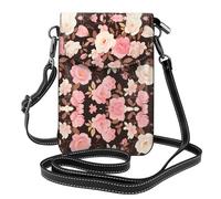 Small Cell Phone Purse 7.6x4.9in MSRHIUEF dusky rose Printed Fashionable, Practical, Multifunctional Leather Crossbody Flap Phone Case for Women