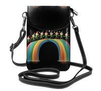 Small Cell Phone Purse 7.6x4.9in MSRHIUEF Fairies dancing on the rainbow Printed Fashionable, Practical, Multifunctional Leather Crossbody Flap Phone Case for Women