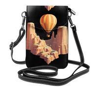 Small Cell Phone Purse 7.6x4.9in MSRHIUEF Hot air balloon over the canyon Printed Fashionable, Practical, Multifunctional Leather Crossbody Flap Phone Case for Women