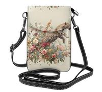 Small Cell Phone Purse 7.6x4.9in MSRHIUEF Leopard jumping among the flowers Printed Fashionable, Practical, Multifunctional Leather Crossbody Flap Phone Case for Women