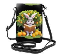 Small Cell Phone Purse 7.6x4.9in MSRHIUEF Little rabbit reading under the fruit tree Printed Fashionable, Practical, Multifunctional Leather Crossbody Flap Phone Case for Women