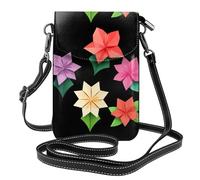 Small Cell Phone Purse 7.6x4.9in MSRHIUEF Origami flowers Printed Fashionable, Practical, Multifunctional Leather Crossbody Flap Phone Case for Women