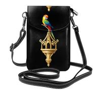 Small Cell Phone Purse 7.6x4.9in MSRHIUEF Parrot on the bell tower Printed Fashionable, Practical, Multifunctional Leather Crossbody Flap Phone Case for Women