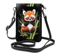 Small Cell Phone Purse 7.6x4.9in MSRHIUEF Red panda in bamboo forest Printed Fashionable, Practical, Multifunctional Leather Crossbody Flap Phone Case for Women