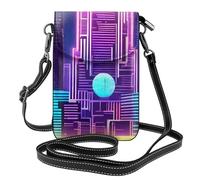 Small Cell Phone Purse 7.6x4.9in MSRHIUEF Sci-Fi City Printed Fashionable, Practical, Multifunctional Leather Crossbody Flap Phone Case for Women