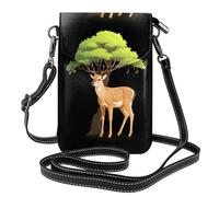 Small Cell Phone Purse 7.6x4.9in MSRHIUEF Sika deer under the tree Printed Fashionable, Practical, Multifunctional Leather Crossbody Flap Phone Case for Women