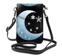 Small Cell Phone Purse 7.6x4.9in MSRHIUEF Snowflakes on the moon Printed Fashionable, Practical, Multifunctional Leather Crossbody Flap Phone Case for Women