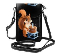 Small Cell Phone Purse 7.6x4.9in MSRHIUEF Squirrel doing experiment Printed Fashionable, Practical, Multifunctional Leather Crossbody Flap Phone Case for Women