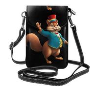 Small Cell Phone Purse 7.6x4.9in MSRHIUEF The squirrel who directs the circus Printed Fashionable, Practical, Multifunctional Leather Crossbody Flap Phone Case for Women