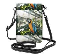 Small Cell Phone Purse 7.6x4.9in MSRHIUEF Yellow Parrot Printed Fashionable, Practical, Multifunctional Leather Crossbody Flap Phone Case for Women