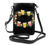 Small Cell Phone Purse 7.6x4.9in WHJSHOP Drinks in a garland Printing Fashionable, Practical, Multifunctional Leather Crossbody Flap Phone Case for Women