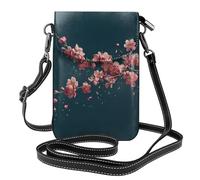 Small Cell Phone Purse 7.6x4.9in WHJSHOP Falling peach blossoms Printing Fashionable, Practical, Multifunctional Leather Crossbody Flap Phone Case for Women