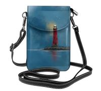 Small Cell Phone Purse 7.6x4.9in WHJSHOP Lighthouse on the coast Printing Fashionable, Practical, Multifunctional Leather Crossbody Flap Phone Case for Women